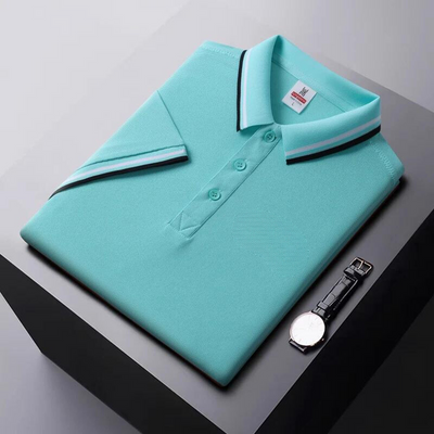 Men’s Polo Shirt – Regular Fit – Breathable Blend – Striped Collar Casual Wear