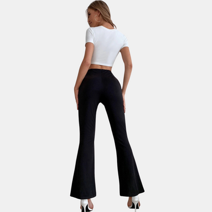 High waist split hem long pants for women