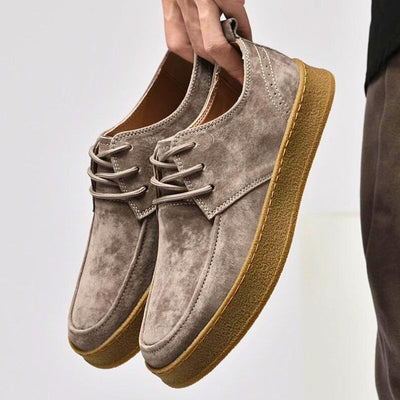 Men’s Dress Shoes – Leather Suede Finish – Low-Top Rounded Toe – Lace-Up Formal Style