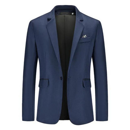 Men's Blazer – Tailored Slim Fit – Breathable Blend – Single Button – Flap Pockets