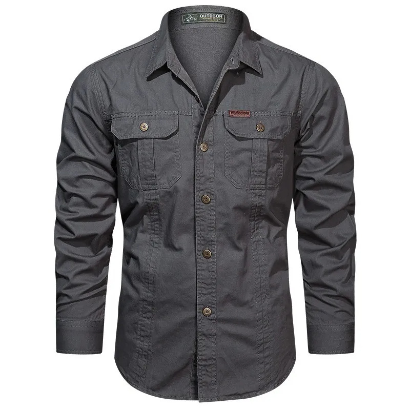 Men's utility shirt with chest pockets long sleeves and button closure