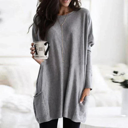 Women's Oversized Cotton Tunic Sweater for Relaxed Comfort