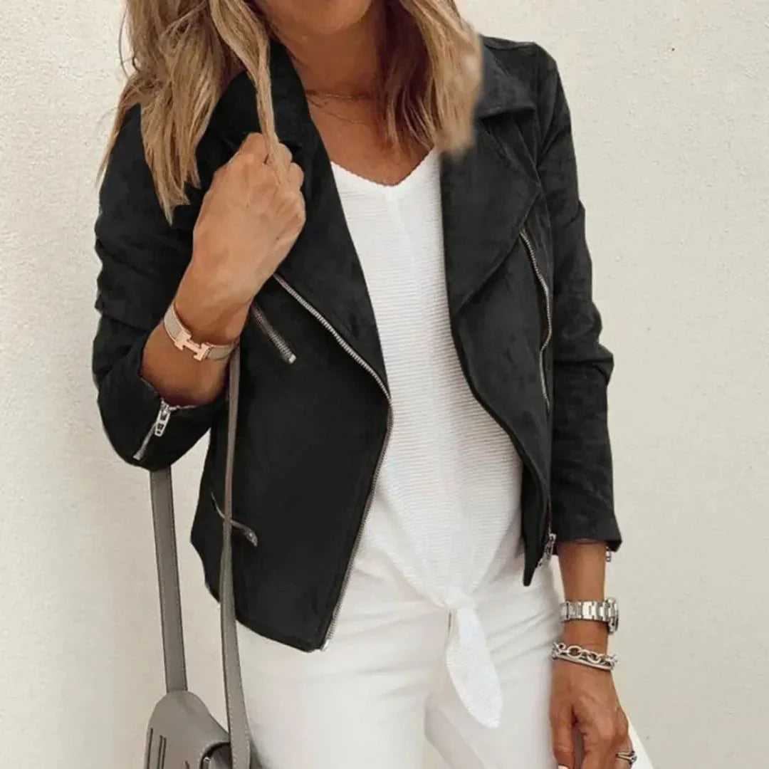 Chic and cozy women's jacket with multiple zippers