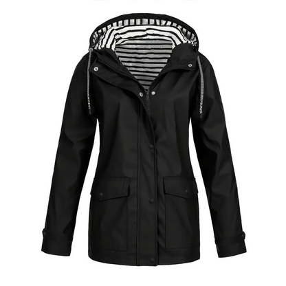 Women’s Raincoat – Relaxed Fit – Adjustable Hood – Mid-Length Outdoor Wear
