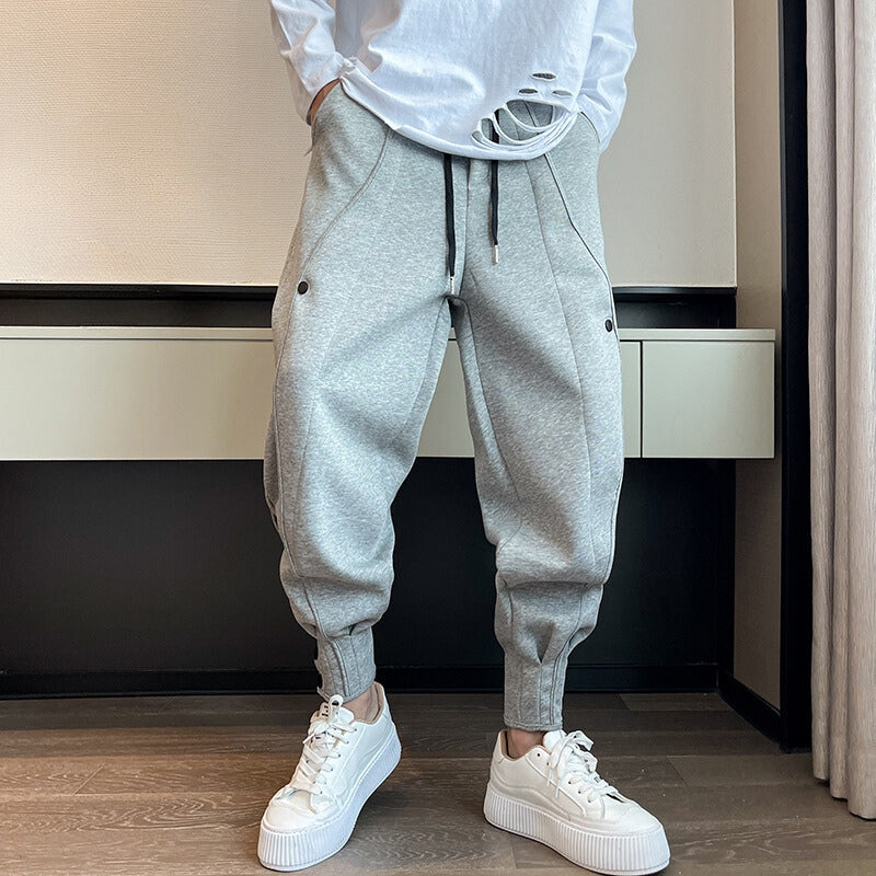Men’s Tapered Joggers - Elastic Waistband - Cuffed Ankles - Side Piping Detail