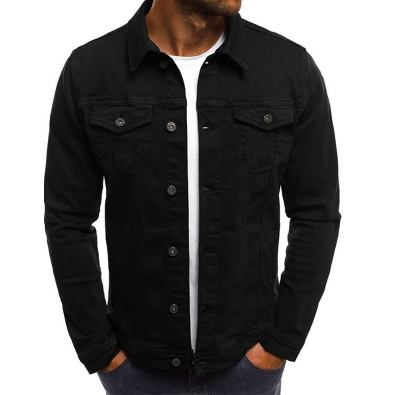Men’s Denim Jacket – Regular Fit – Button-Up Front – Chest Pockets – Shirt Collar
