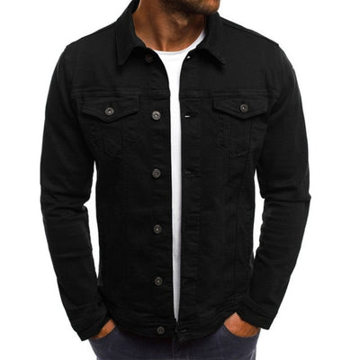 Men’s Denim Jacket – Regular Fit – Button-Up Front – Chest Pockets – Shirt Collar