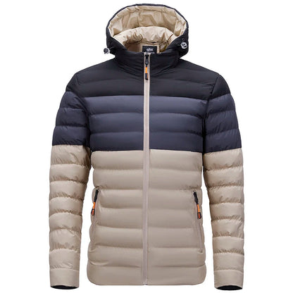 Men's waterproof padded jacket with gradient color