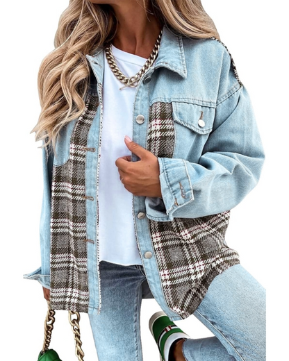 Women's casual plaid jacket