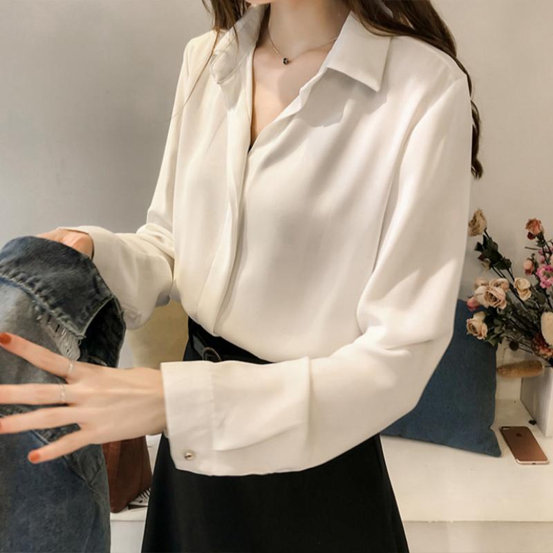 Women's Long Sleeve Chiffon Blouse Elegant Shirt