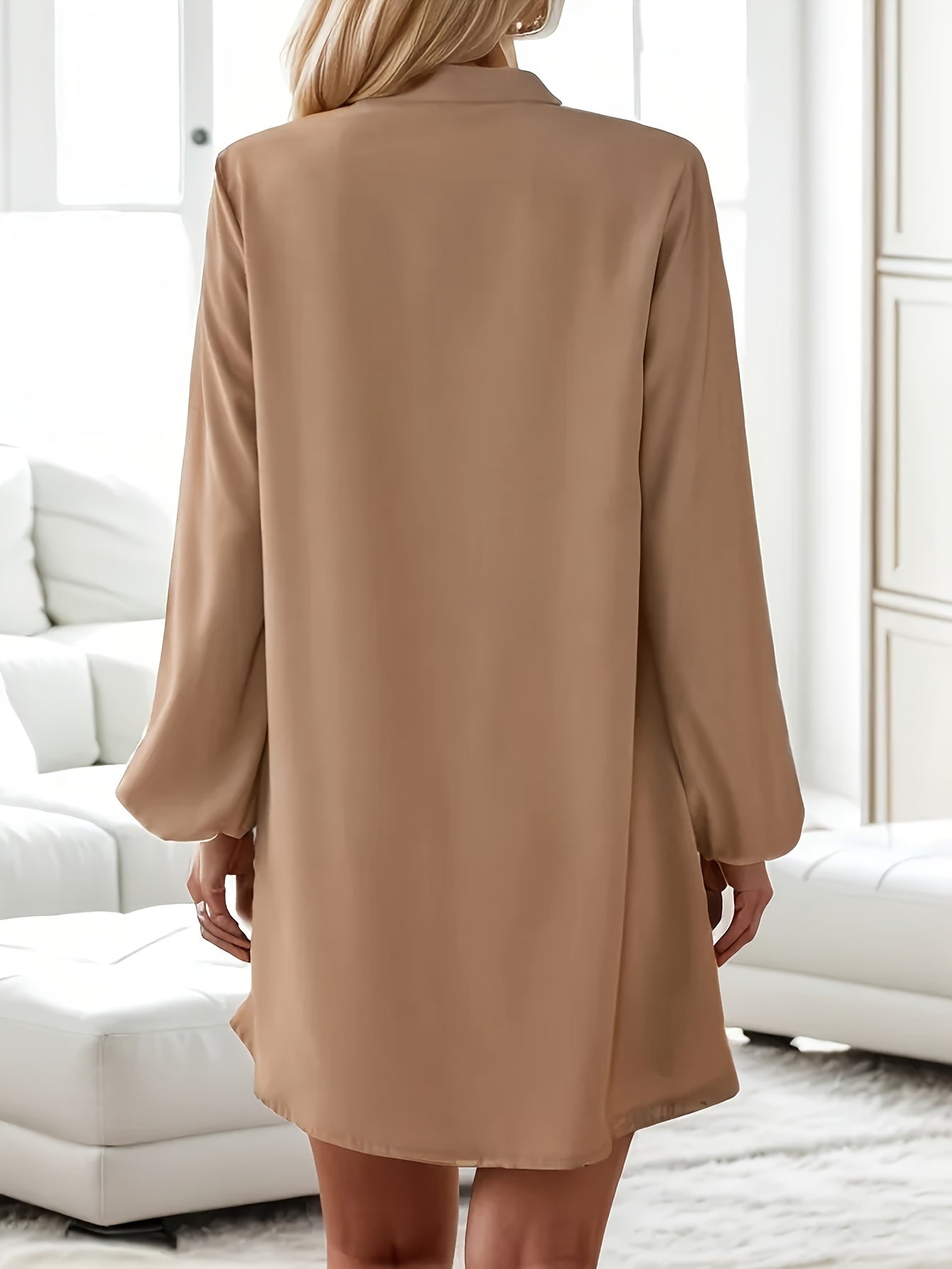 Long sleeve button-down mini dress for women