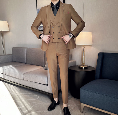 Men’s Three-Piece Suit – Tailored Fit – Wool Blend – Business Formal Wear
