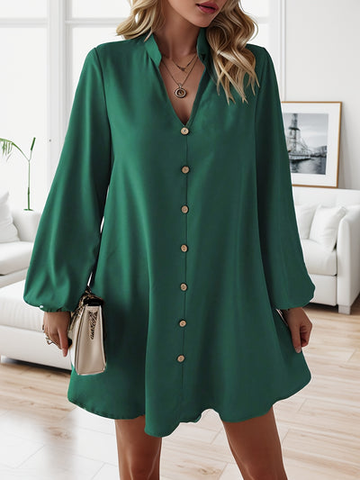 Long sleeve button-down mini dress for women