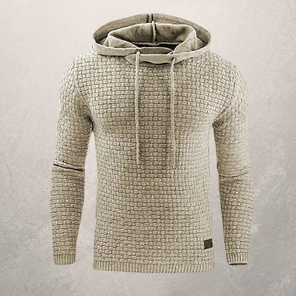 Men’s Hooded Sweater – Slim Fit – Textured Knit – Drawstring Hood – Ribbed Cuffs