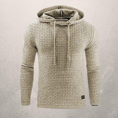 Men’s Hooded Sweater – Slim Fit – Textured Knit – Drawstring Hood – Ribbed Cuffs