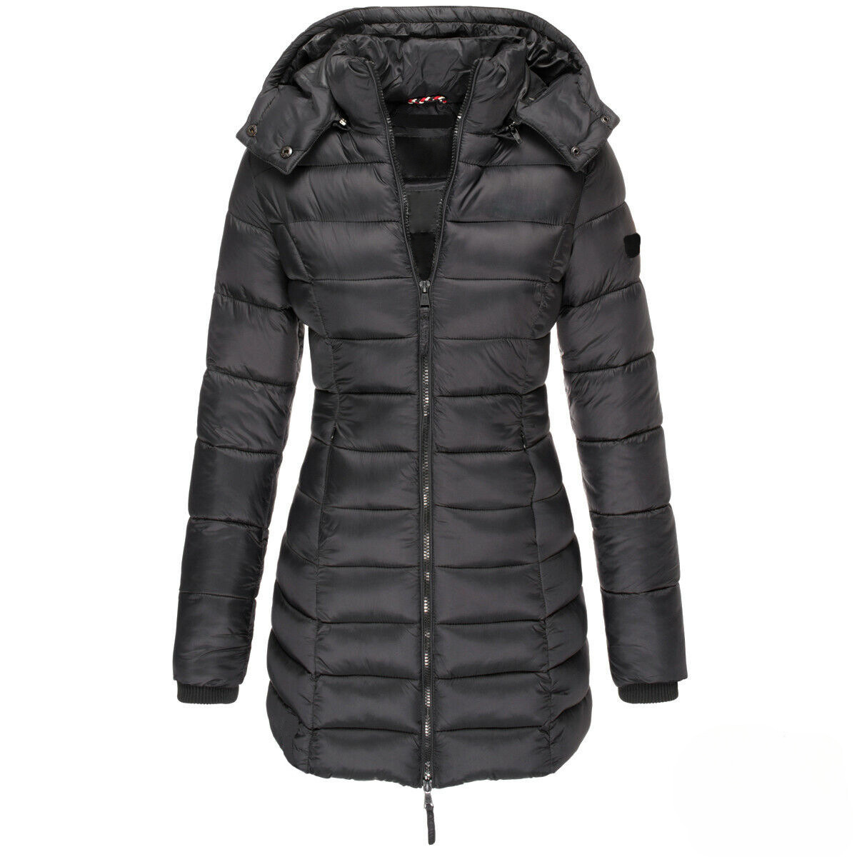 Women's fluffy insulated puffer jacket with removable hood