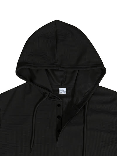 Men’s Tracksuit Set – Hoodie with Button Neck – Ribbed Cuffs – Joggers with Drawstring