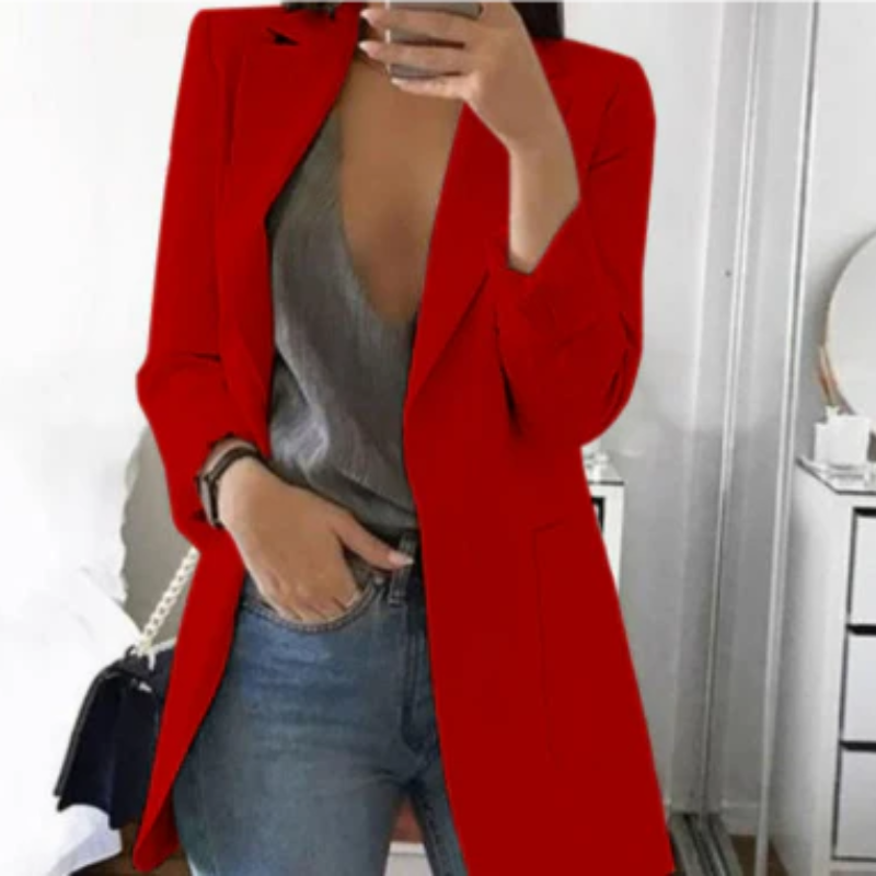 Women’s Blazer – Tailored Fit – Notched Lapel – Single-Breasted – Hip Length Wool Blend