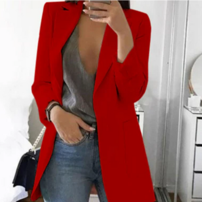 Women’s Blazer – Tailored Fit – Notched Lapel – Single-Breasted – Hip Length Wool Blend