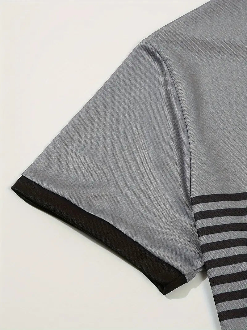 Men’s Polo Shirt - Slim Fit - Striped Design - Short Sleeve Casual Wear