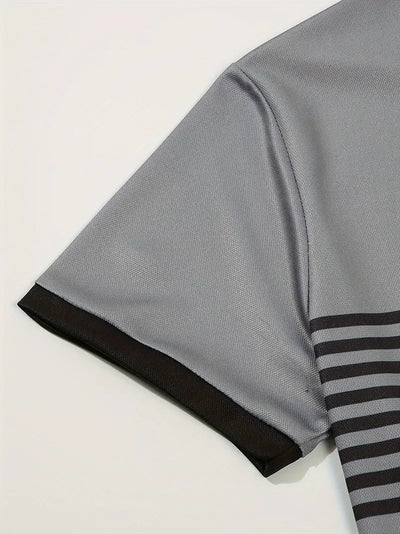 Men’s Polo Shirt - Slim Fit - Striped Design - Short Sleeve Casual Wear