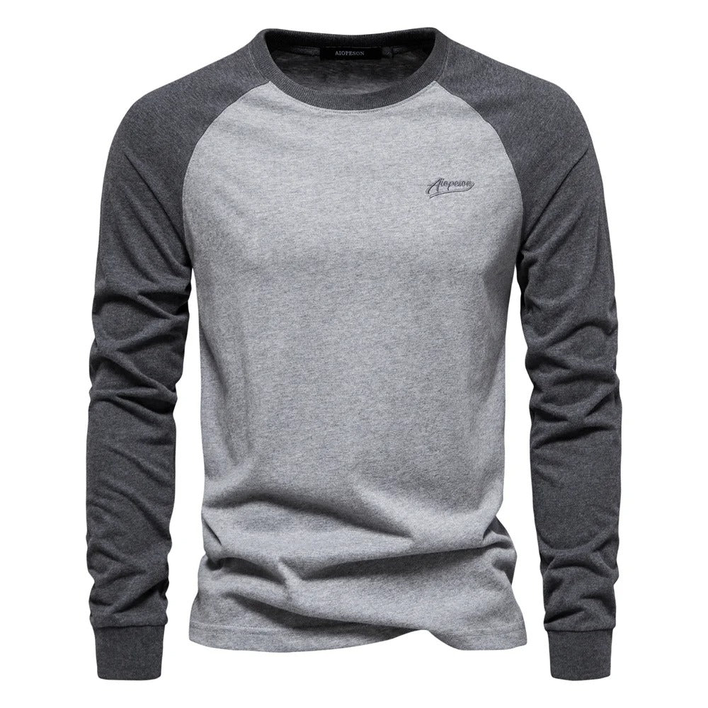 Men’s Raglan Shirt – Long Sleeve – Crew Neck – Regular Fit – Casual Sportswear