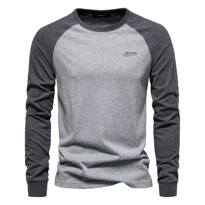 Men’s Raglan Shirt – Long Sleeve – Crew Neck – Regular Fit – Casual Sportswear