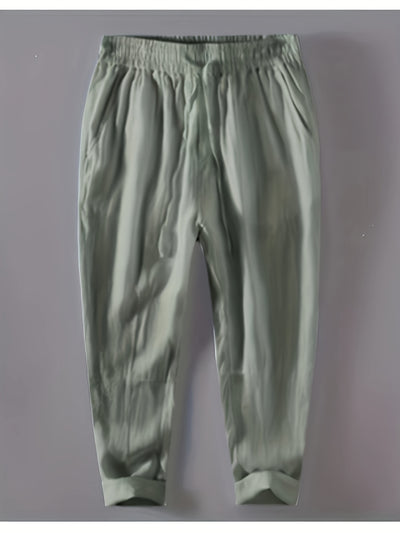 Men’s Loose Fit Trousers - Lightweight Fabric - Elastic Waist - Breathable Casual Wear