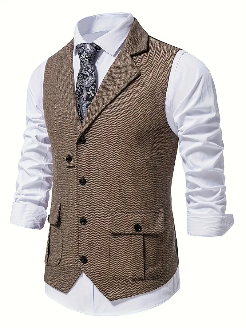 Men's herringbone single-breasted blazer