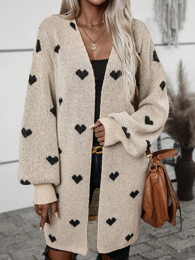 Knitted Cardigan with Heart Pattern in Soft Fabric