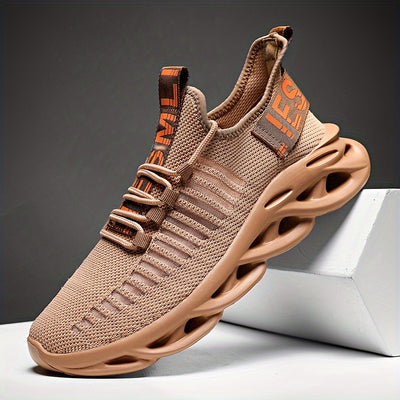 Men’s Running Trainers - Breathable Knit Upper - Cushioned Hollow Sole - Lace-Up Fit