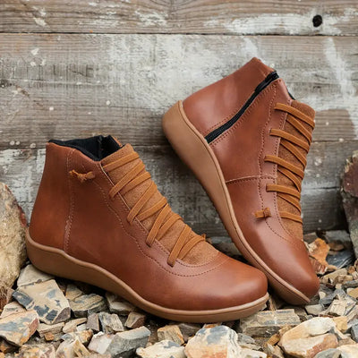 Orthopedic Leather Shoes with Zip Closure | Comfortable and Durable Design for Women
