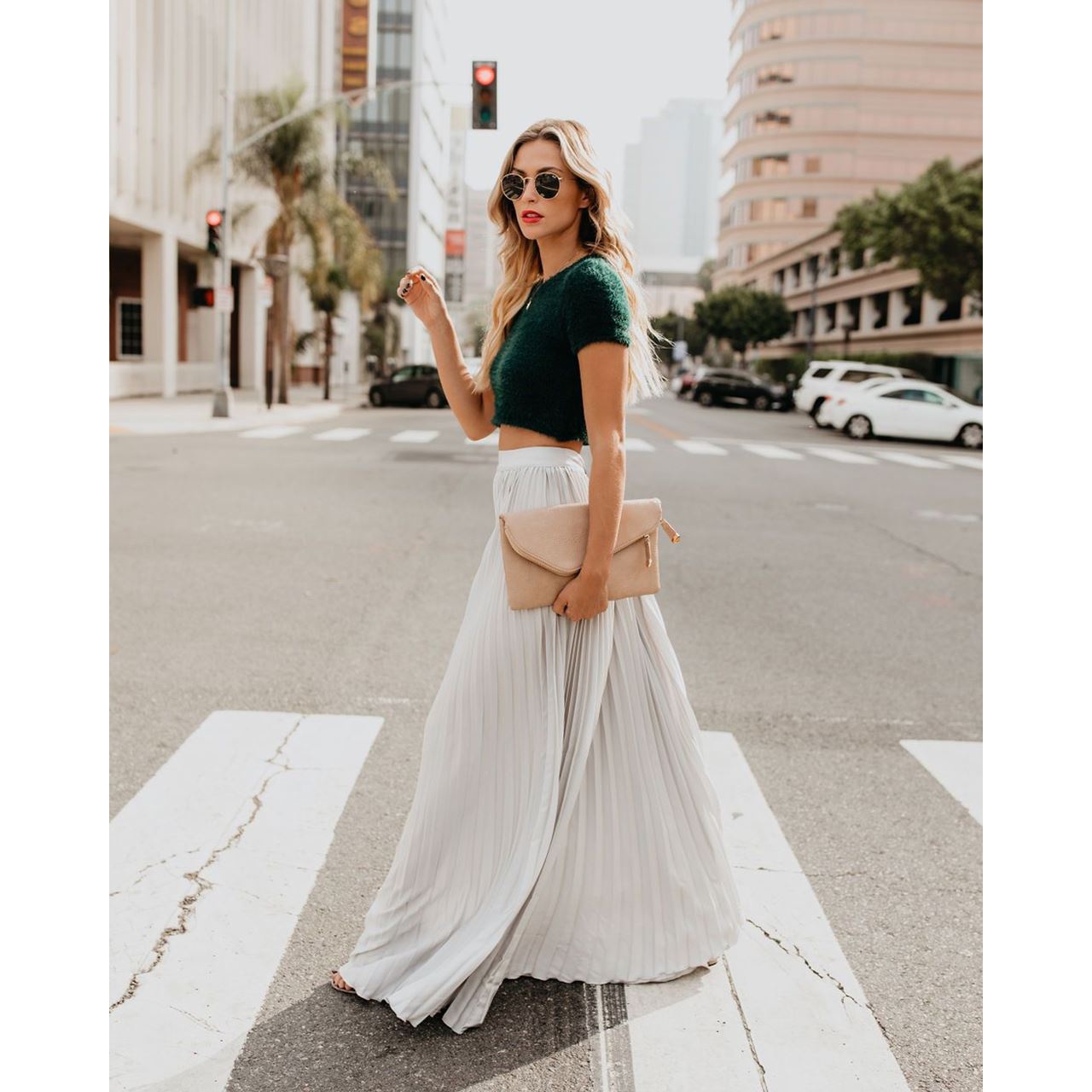 Women's Maxi Skirt - High Waist - Pleated Flowing Design - Elegant Loose Fit