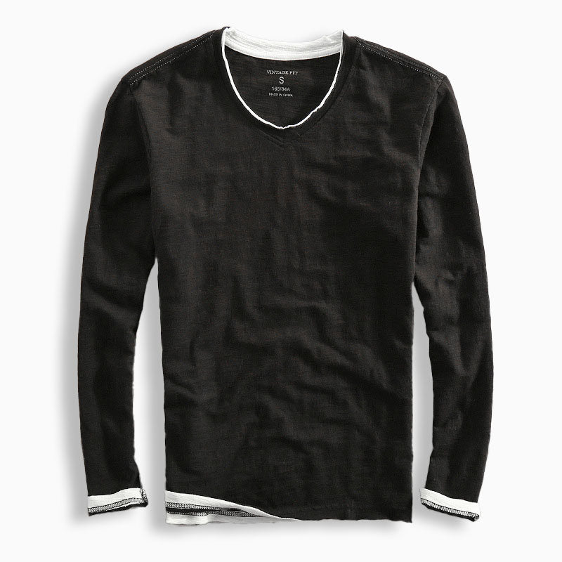 Men’s Long Sleeve Shirt – Breathable material – Classic Fit – V-Neck Casual Everyday Wear