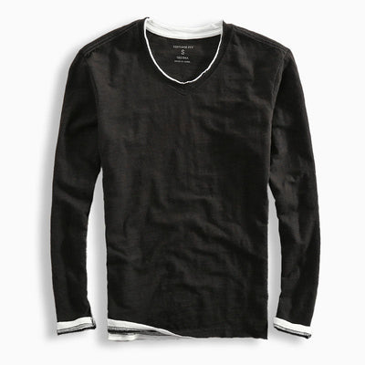 Men’s Long Sleeve Shirt – Breathable material – Classic Fit – V-Neck Casual Everyday Wear