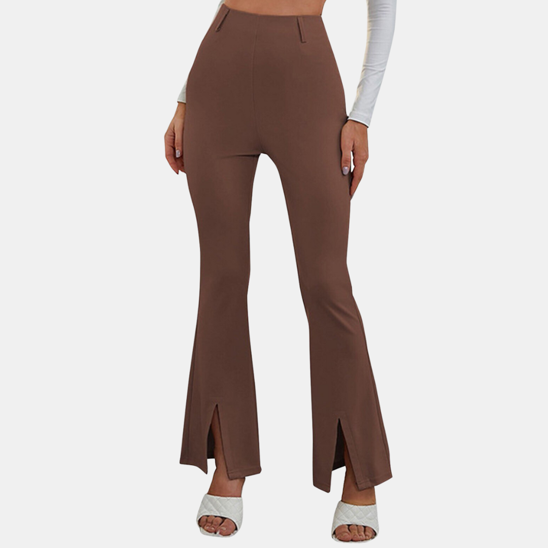 High waist split hem long pants for women