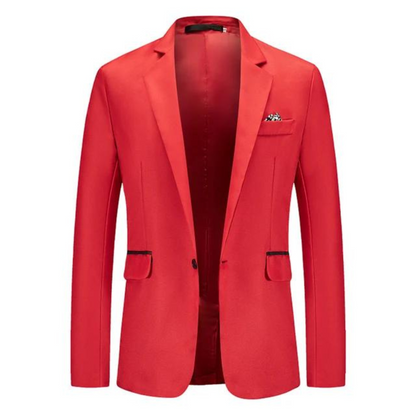 Men's Blazer – Tailored Slim Fit – Breathable Blend – Single Button – Flap Pockets