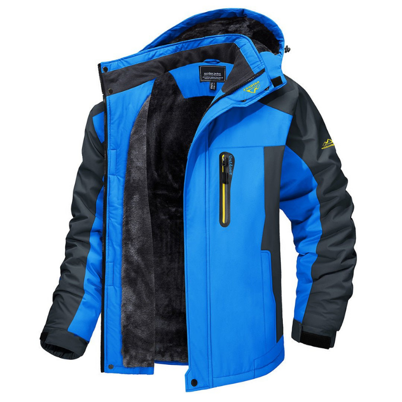 Men's windproof color block winter jacket