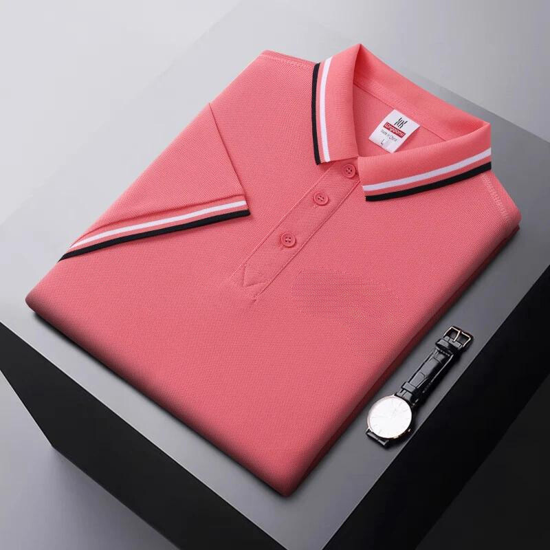 Men’s Polo Shirt – Regular Fit – Breathable Blend – Striped Collar Casual Wear