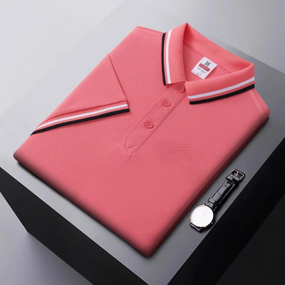 Men’s Polo Shirt – Regular Fit – Breathable Blend – Striped Collar Casual Wear