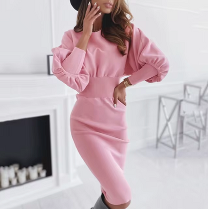 Women's Two-Piece Set - Balloon Sleeve Top & Ribbed Waist - Fitted Pencil Skirt
