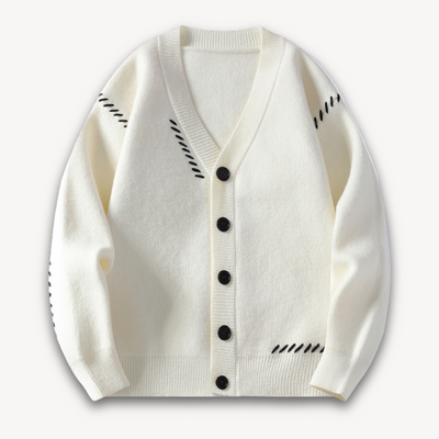 Men’s Knitted Cardigan – Wool Blend – Oversized Fit – Button-Up – Ribbed Edging