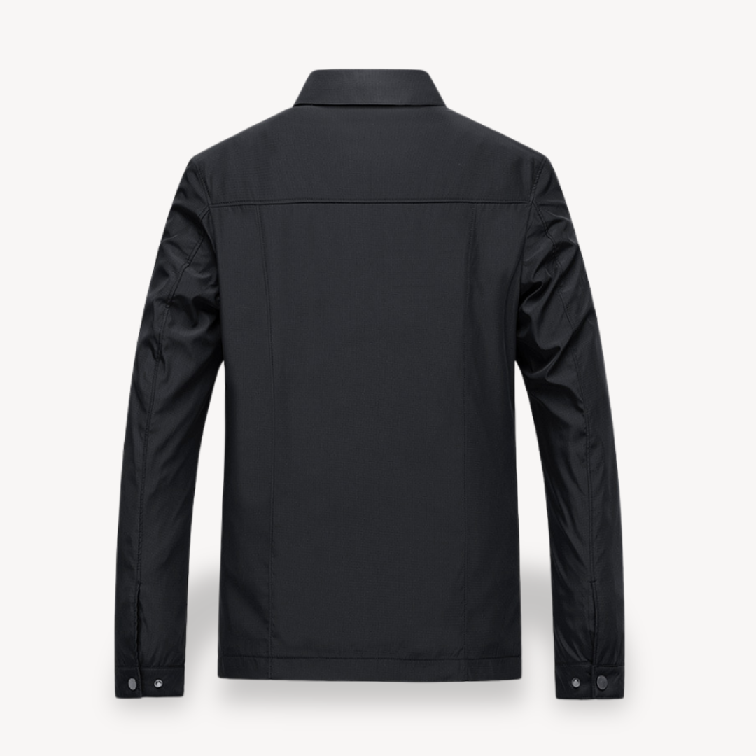 Men’s Lightweight Jacket – Tailored Fit – Breathable Fabric – Zip Front – Shirt Collar