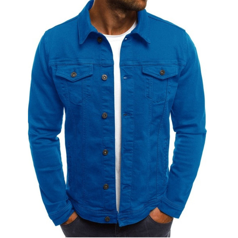 Men’s Denim Jacket – Regular Fit – Button-Up Front – Chest Pockets – Shirt Collar