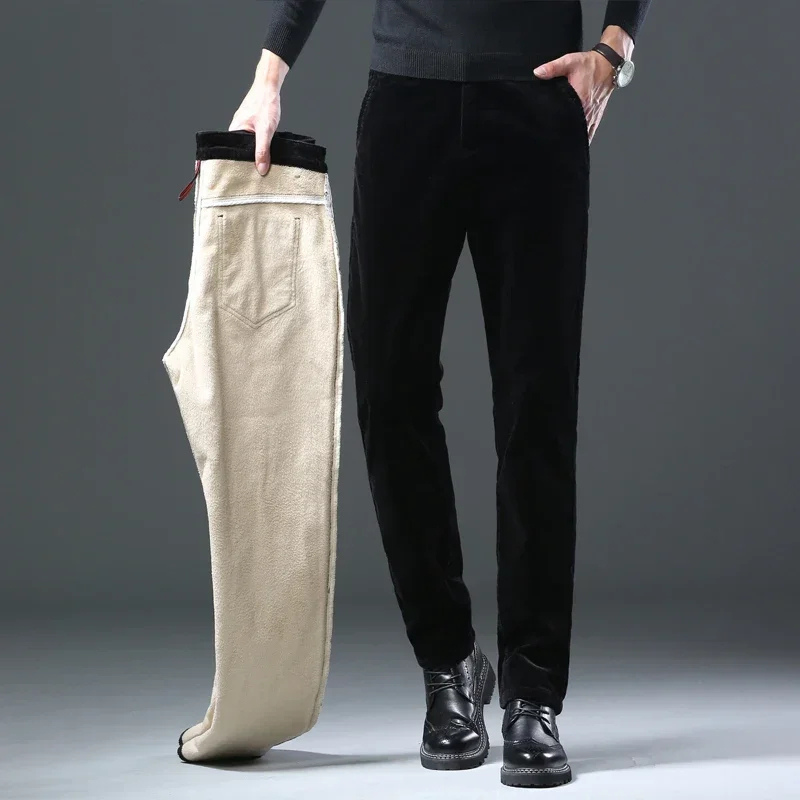 Men's corduroy pants with warm fleece lining