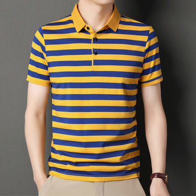 Men’s Polo Shirt – Slim Fit – Soft Knit – Short Sleeve – Striped Casual Style
