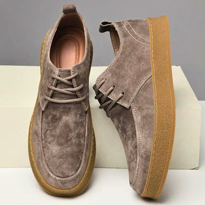 Men’s Dress Shoes – Leather Suede Finish – Low-Top Rounded Toe – Lace-Up Formal Style
