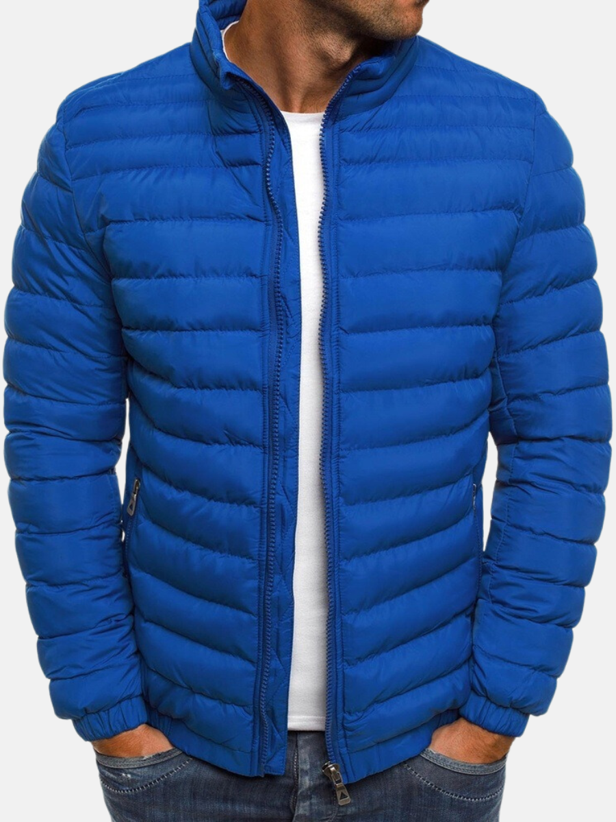 Men’s Quilted Jacket – Slim Fit – Lightweight Padding – High Collar – Zipper Pockets