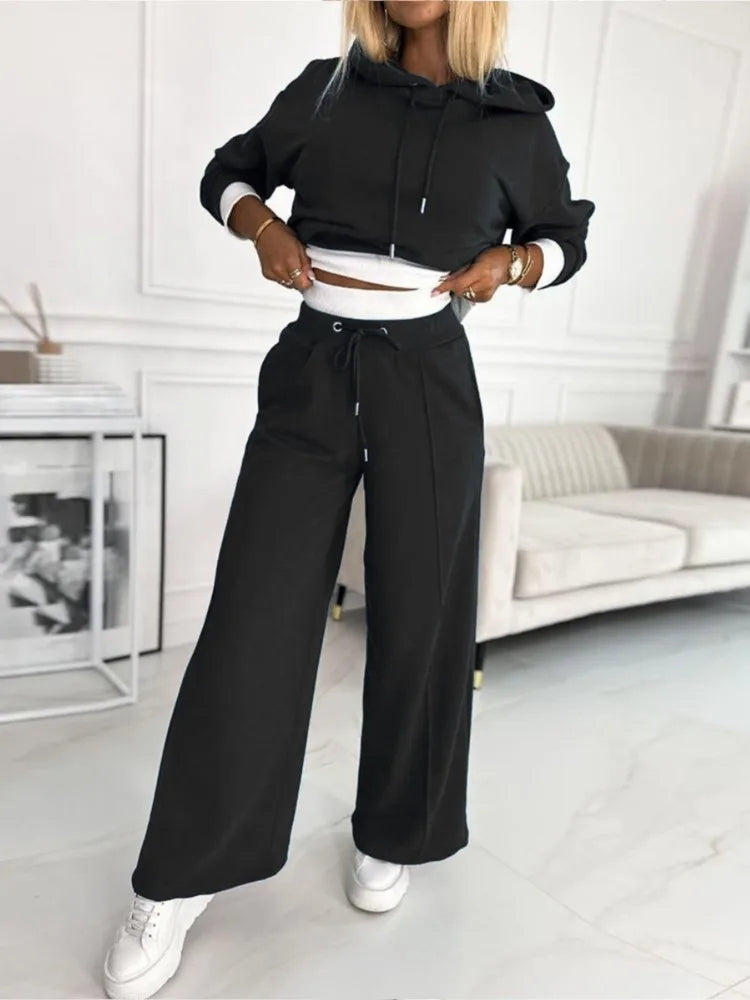Women’s Lounge Set – Soft Knit – Relaxed Fit – Hoodie and Drawstring Trousers