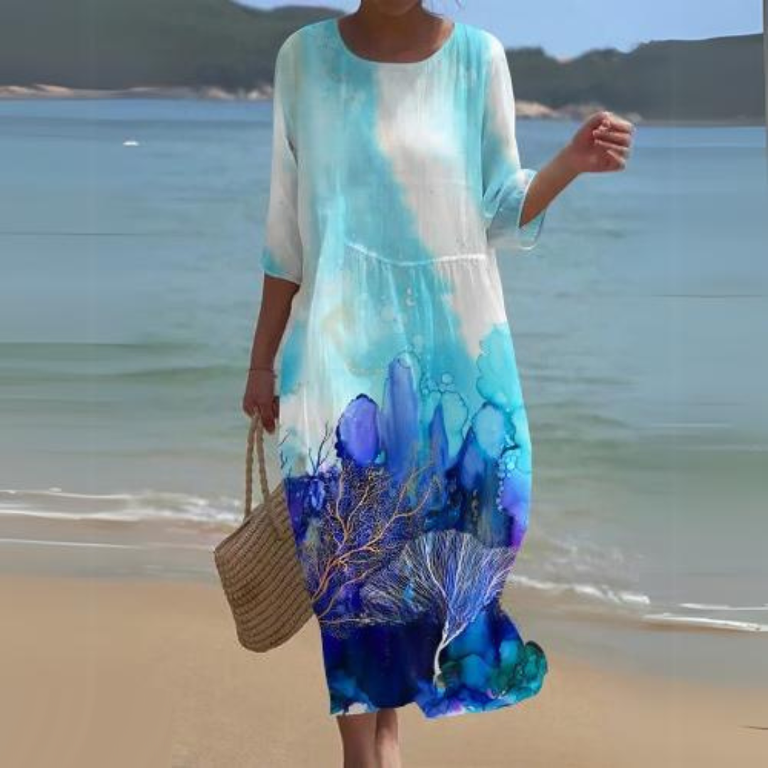 Elegant Women's Midi Dress – Flowy, Lightweight, All-Season Style for Effortless Chic